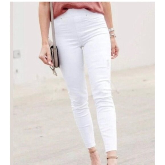 Spanx Womens 2X White Distressed Skinny Jeans - Picture 1 of 14